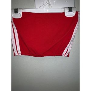 Red Tube Top With White Stripes